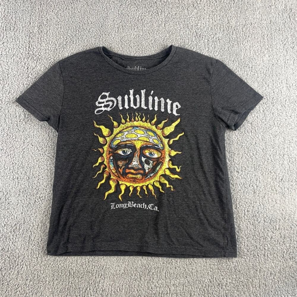 Sublime Women's Medium Gray Cotton Polyester Graphic Short Sleeve T-Shirt